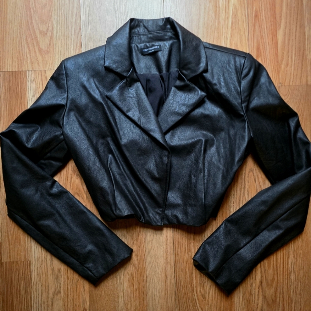 Brand New Faux Leather Naked Wardrobe Crop Jacket
